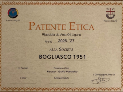 Il Bogliasco 1951 premiato dal Panathlon Club Golfo Paradiso con la Patente Etica